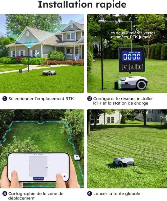 Robot Tondeuse Sans Fil Périphérique - 2000㎡, Full Band RTK+4 Yeux Vision Tondeuse Robot Gazon JARDINS LOISIRS