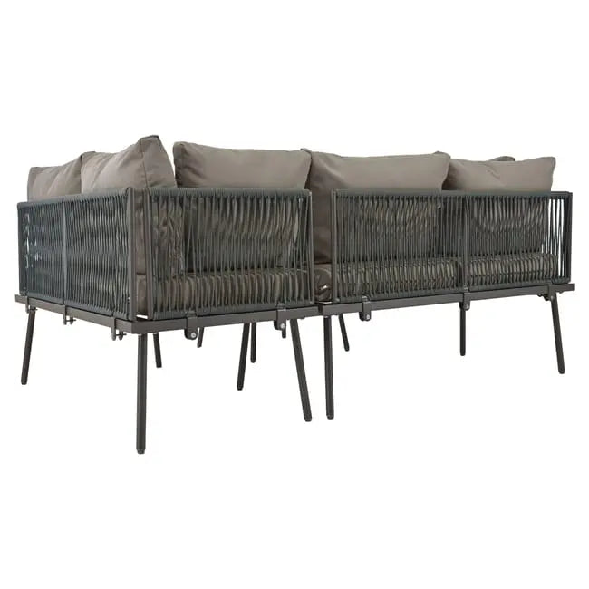 Salon de jardin modulable en fer galvanisé : 4 canapés 2 places + 2 tables basses - Gris JARDINS LOISIRS