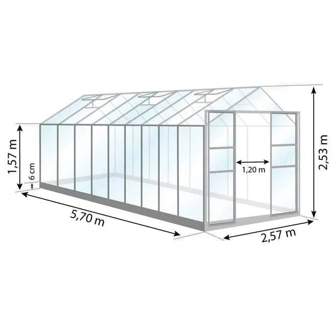 Serre fixe en verre trempé Laurus uranus, 14.5 m² LAMS JARDINS LOISIRS