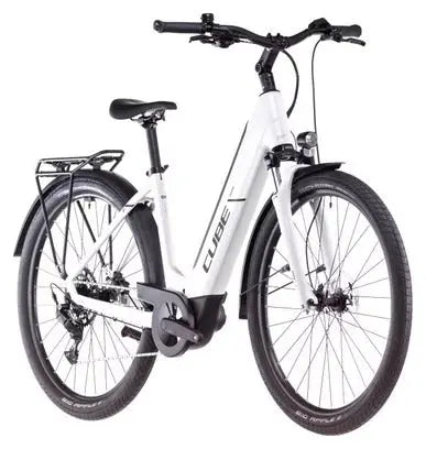 VTC Électrique Cube Touring Hybrid One 625 Easy Entry Shimano Cues 9V 625 Wh 700 mm Blanc Cotton Gris 2025 JARDINS LOISIRS