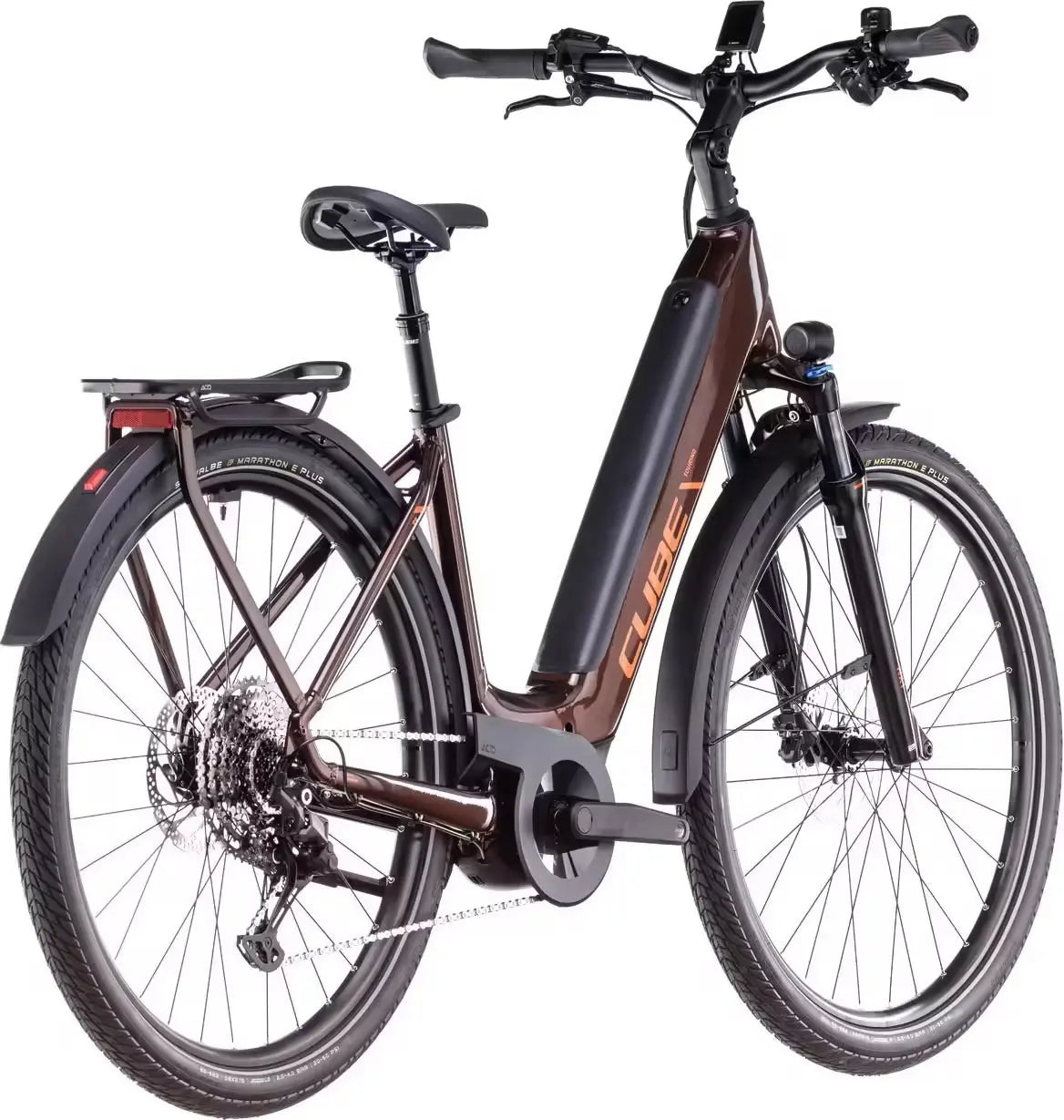 VTC Électrique Cube Touring Hybrid Pro 625 Easy Entry Shimano Cues 11V 625 Wh 700 mm Marron Orange Cinnamon 2025 JARDINS LOISIRS