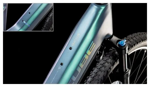 VTT Électrique Semi-Rigide Cube Reaction Hybrid Pro 800 Easy Entry Shimano Deore/Deore XT 12V 800 Wh 27.5'' Bleu Vert Smaragd 2025 JARDINS LOISIRS