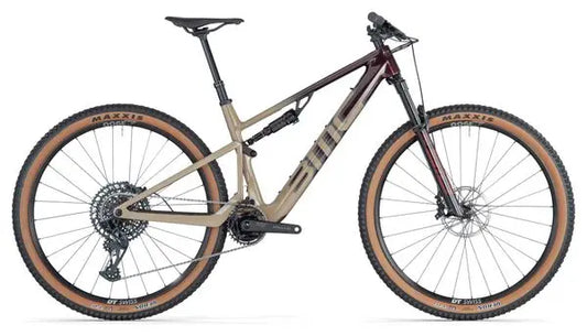 VTT Électrique Tout-Suspendu BMC Fourstroke AMP LT Two Sram GX/NX Eagle 12V 360 Wh 29'' Bordeaux Beige Sand 2024 JARDINS LOISIRS