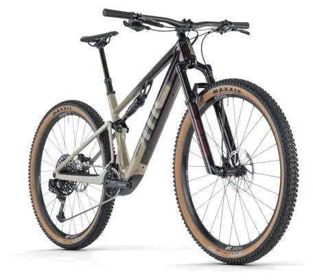 VTT Électrique Tout-Suspendu BMC Fourstroke AMP LT Two Sram GX/NX Eagle 12V 360 Wh 29'' Bordeaux Beige Sand 2024 JARDINS LOISIRS