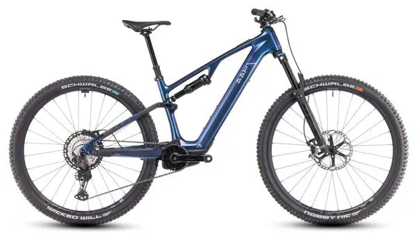 VTT Électrique Tout-Suspendu Cube AMS Hybrid One44 C:68X SLX 400X Shimano XT 12V 400 Wh 29'' Bleu Deepcobalt Violet 2025 JARDINS LOISIRS