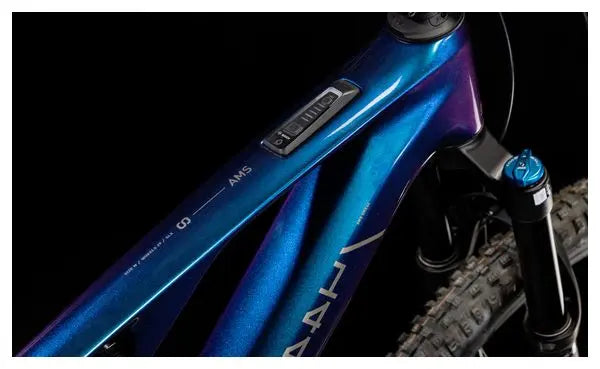 VTT Électrique Tout-Suspendu Cube AMS Hybrid One44 C:68X SLX 400X Shimano XT 12V 400 Wh 29'' Bleu Deepcobalt Violet 2025 JARDINS LOISIRS