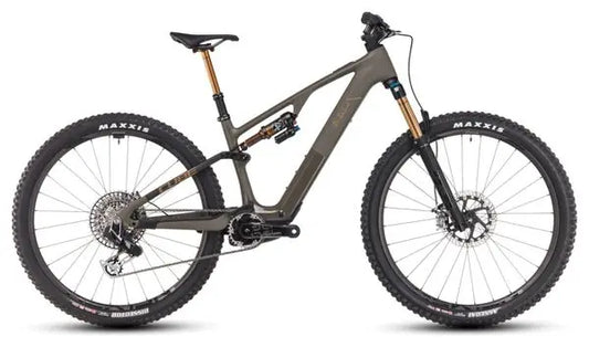 VTT Électrique Tout-Suspendu Cube AMS Hybrid One44 C:68X Super TM 400X Sram XX Eagle AXS 12V 400 Wh 29'' Vert Dusty Olive 2025 JARDINS LOISIRS