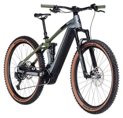 VTT Électrique Tout-Suspendu Cube Stereo Hybrid 120 TM 750 Sram GX Eagle 12V 750 Wh 29'' Gris Flash Vert Olive JARDINS LOISIRS