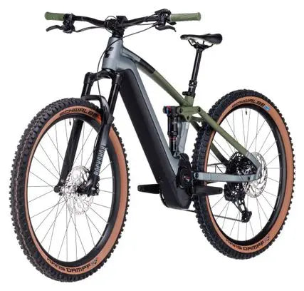 VTT Électrique Tout-Suspendu Cube Stereo Hybrid 120 TM 750 Sram GX Eagle 12V 750 Wh 29'' Gris Flash Vert Olive JARDINS LOISIRS