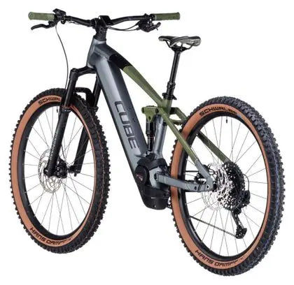 VTT Électrique Tout-Suspendu Cube Stereo Hybrid 120 TM 750 Sram GX Eagle 12V 750 Wh 29'' Gris Flash Vert Olive JARDINS LOISIRS