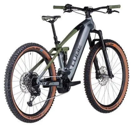 VTT Électrique Tout-Suspendu Cube Stereo Hybrid 120 TM 750 Sram GX Eagle 12V 750 Wh 29'' Gris Flash Vert Olive JARDINS LOISIRS