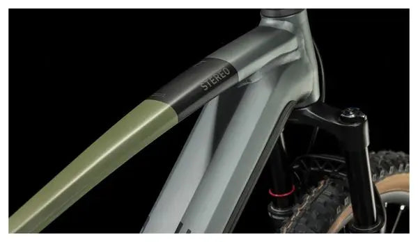 VTT Électrique Tout-Suspendu Cube Stereo Hybrid 120 TM 750 Sram GX Eagle 12V 750 Wh 29'' Gris Flash Vert Olive JARDINS LOISIRS