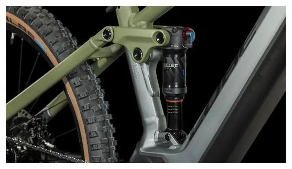 VTT Électrique Tout-Suspendu Cube Stereo Hybrid 120 TM 750 Sram GX Eagle 12V 750 Wh 29'' Gris Flash Vert Olive JARDINS LOISIRS