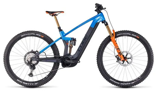 VTT Électrique Tout-Suspendu Cube Stereo Hybrid 140 HPC Actionteam 750 Shimano XT 12V 750 Wh 27.5'' Bleu Gris Actionteam JARDINS LOISIRS