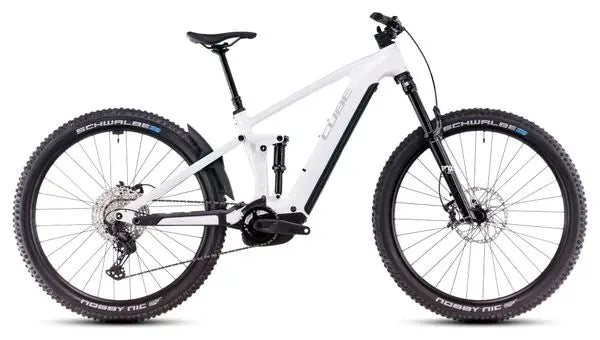 VTT Électrique Tout-Suspendu Cube Stereo Hybrid One44 EXC 800 Shimano Deore XT 12V 800 Wh 29'' Blanc Marble 2025 JARDINS LOISIRS