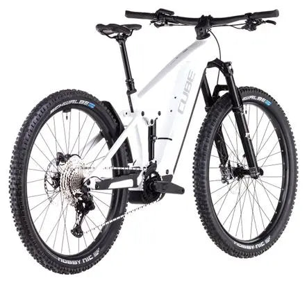 VTT Électrique Tout-Suspendu Cube Stereo Hybrid One44 EXC 800 Shimano Deore XT 12V 800 Wh 29'' Blanc Marble 2025 JARDINS LOISIRS