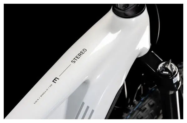 VTT Électrique Tout-Suspendu Cube Stereo Hybrid One44 EXC 800 Shimano Deore XT 12V 800 Wh 29'' Blanc Marble 2025 JARDINS LOISIRS