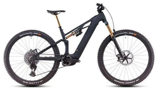 VTT Électrique Tout-Suspendu Cube Stereo Hybrid One44 HPC AT 800 Sram X0 Eagle AXS 12V 800 Wh 29'' Gris Carbon Noir 2025 JARDINS LOISIRS