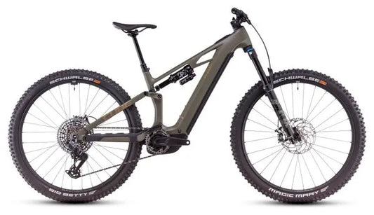 VTT Électrique Tout-Suspendu Cube Stereo Hybrid One44 HPC TM 800 Sram GX Eagle AXS 12V 800 Wh 29'' Vert Dusty Olive 2025 JARDINS LOISIRS