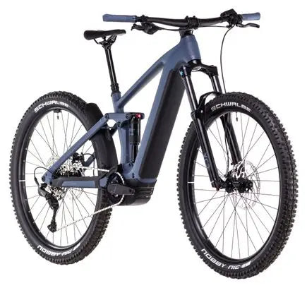 VTT Électrique Tout-Suspendu Cube Stereo Hybrid One44 Pro 800 Shimano Cues 11V 800 Wh 29'' Bleu Gris Ink 2025 JARDINS LOISIRS