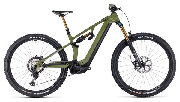 VTT Électrique Tout-Suspendu Cube Stereo Hybrid One55 C:68X TM 750 Shimano Deore XT 12V 750 Wh 29'' Vert Olive 2024 JARDINS LOISIRS