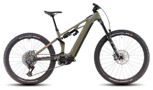 VTT Électrique Tout-Suspendu Cube Stereo Hybrid One77 HPC TM 800 Sram GX Eagle AXS 12V 800 Wh 29''/27.5'' Vert Dusty Olive 2025 JARDINS LOISIRS