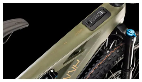 VTT Électrique Tout-Suspendu Cube Stereo Hybrid One77 HPC TM 800 Sram GX Eagle AXS 12V 800 Wh 29''/27.5'' Vert Dusty Olive 2025 JARDINS LOISIRS