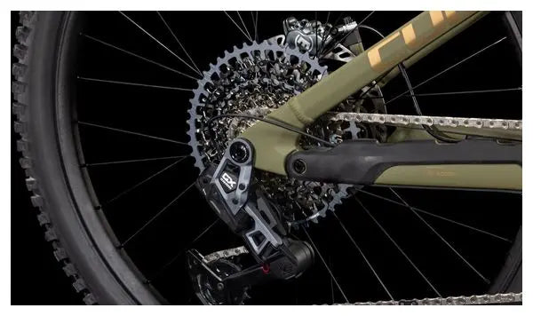 VTT Électrique Tout-Suspendu Cube Stereo Hybrid One77 HPC TM 800 Sram GX Eagle AXS 12V 800 Wh 29''/27.5'' Vert Dusty Olive 2025 JARDINS LOISIRS