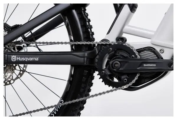 VTT Electrique Tout-Suspendu Husqvarna Mountain Cross MC3 Shimano Deore 12V 630 Wh 29/27.5'' Blanc JARDINS LOISIRS