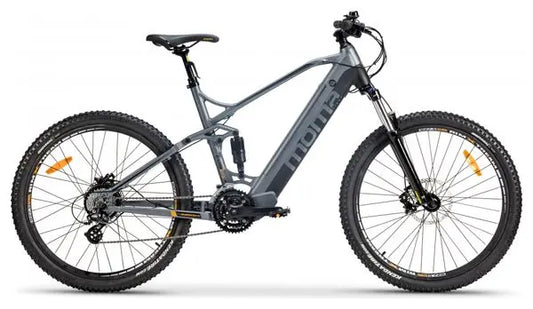 VTT Electrique Tout Suspendu Moma Bikes E-MTB 27.5'' Shimano Altus 8V Gris JARDINS LOISIRS