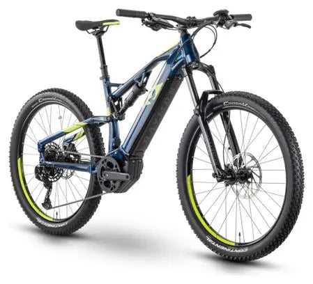 VTT Electrique Tout-Suspendu Raymon FullRay 130E 6.0 Sram SX 12V 630Wh 27.5'' Bleu Vert JARDINS LOISIRS