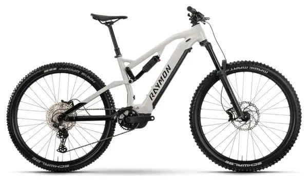 VTT Electrique Tout Suspendu Raymon TrailRay 150 Shimano Deore 12V 720Wh 29'' Blanc 2025 JARDINS LOISIRS
