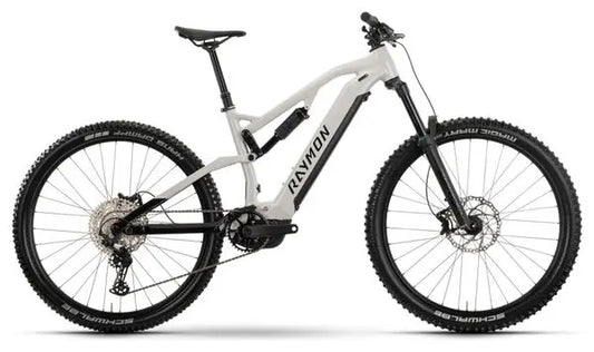 VTT Electrique Tout Suspendu Raymon TrailRay 150 Shimano Deore 12V 720Wh 29'' Blanc 2025 JARDINS LOISIRS