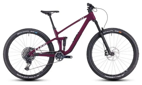 VTT Tout-Suspendu Cube Stereo One44 C:68X SLX Sram GX Eagle AXS 12V 29'' Rose Rouge Wine 2024 JARDINS LOISIRS