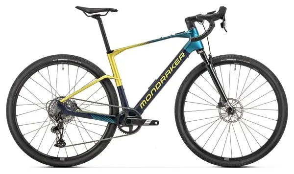Vélo de Gravel Electrique Mondraker Dusty R Sram Apex 12V 350Wh 700mm Bleu/Jaune 2025 JARDINS LOISIRS