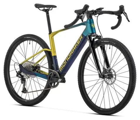 Vélo de Gravel Electrique Mondraker Dusty R Sram Apex 12V 350Wh 700mm Bleu/Jaune 2025 JARDINS LOISIRS