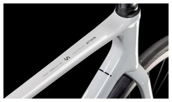 Vélo de Route Cube Attain C:62 SLX Shimano 105 Di2 12V 700 mm Blanc Cotton Gris 2025 JARDINS LOISIRS