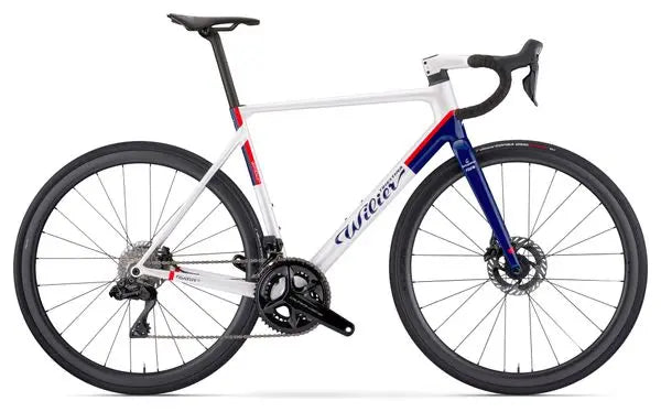 Vélo de Route Wilier Triestina Verticale SLR Shimano Dura-Ace Di2 12V 700 mm Blanc Bleu Groupama-FDJ 2024 JARDINS LOISIRS
