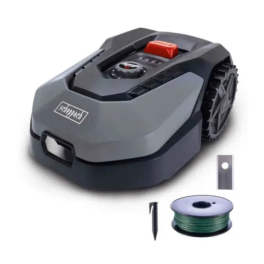 Robot tondeuse connecté 400m2 Scheppach RoboCut L500 avec station de recharge | Jusqu'a 400 m² | Capteur de pluie | WiFi & BT JARDINS LOISIRS