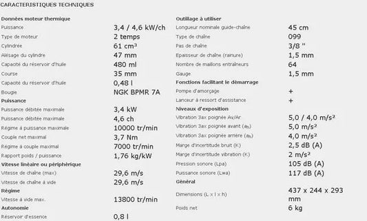 Tronçonneuse Pro 2 temps 61 cm³ 45 cm PS6100-45 Dolmar JARDINS LOISIRS