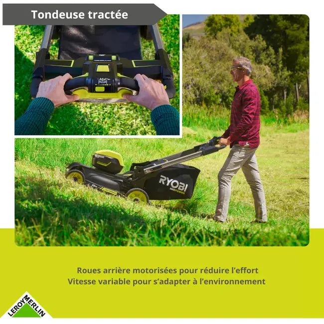 Tondeuse sur batterie 36V, RYOBI Ry36lmxsp53a-160, 53 cm JARDINS LOISIRS