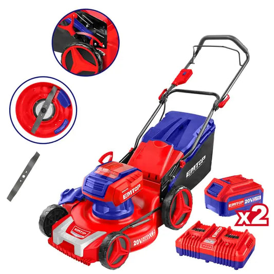 Tondeuse sur batterie EMTOP 40V brushless avec 1 chargeur double port JARDINS LOISIRS
