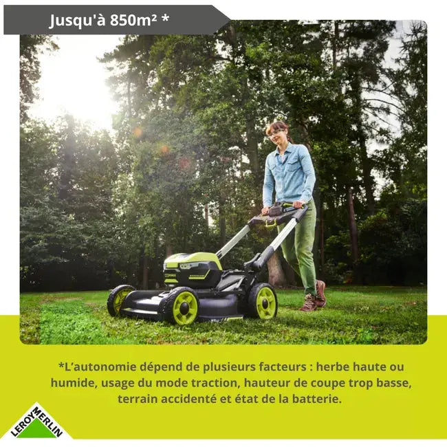 Tondeuse sur batterie 36V, RYOBI Ry36lmxsp53a-160, 53 cm JARDINS LOISIRS