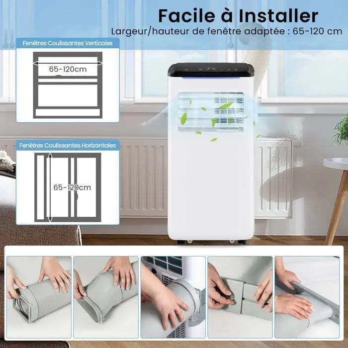 COSTWAY 5 en 1 R290 Climatiseur Mobile 9000 BTU, Refroidissement Chauffage, Déshumidificateur, Contrôle via APP WiFi, Minuterie 24h JARDINS LOISIRS