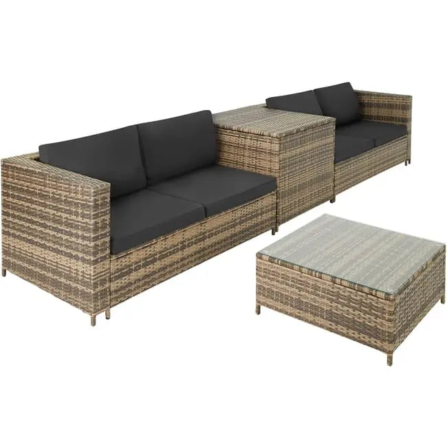 Canapé de jardin en polyéthylène et acier 4 places avec coffre de rangement TECTAKE JARDINS LOISIRS