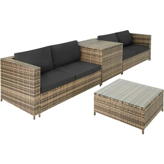 Canapé de jardin en polyéthylène et acier 4 places avec coffre de rangement TECTAKE JARDINS LOISIRS