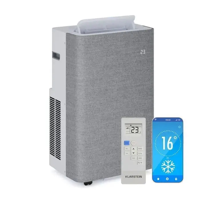 Klarstein AireLux Climatiseur mobile Smart 14000 BTU 390 m³/h Ventilateur déshumidificateur Contrôle par app jusqu'à 30 m² Gris JARDINS LOISIRS