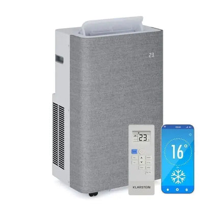 Klarstein AireLux Climatiseur mobile Smart 14000 BTU 390 m³/h Ventilateur déshumidificateur Contrôle par app jusqu'à 30 m² Gris JARDINS LOISIRS