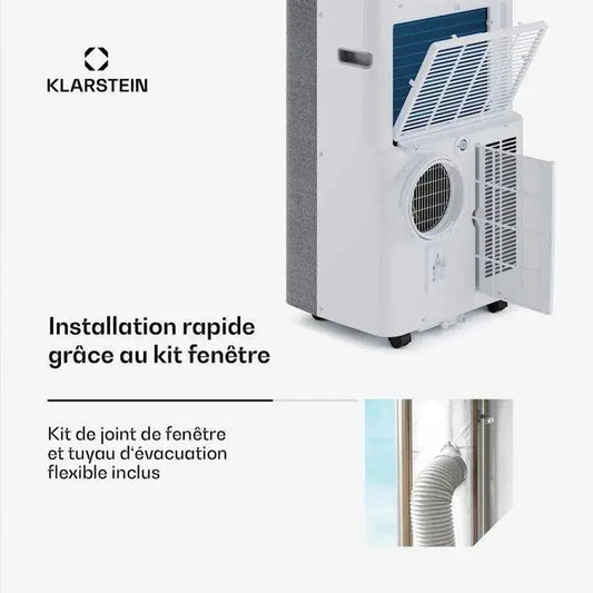 Klarstein AireLux Climatiseur mobile Smart 14000 BTU 390 m³/h Ventilateur déshumidificateur Contrôle par app jusqu'à 30 m² Gris JARDINS LOISIRS