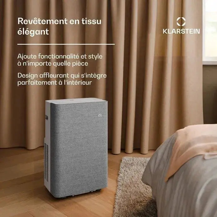 Klarstein AireLux Climatiseur mobile Smart 14000 BTU 390 m³/h Ventilateur déshumidificateur Contrôle par app jusqu'à 30 m² Gris JARDINS LOISIRS
